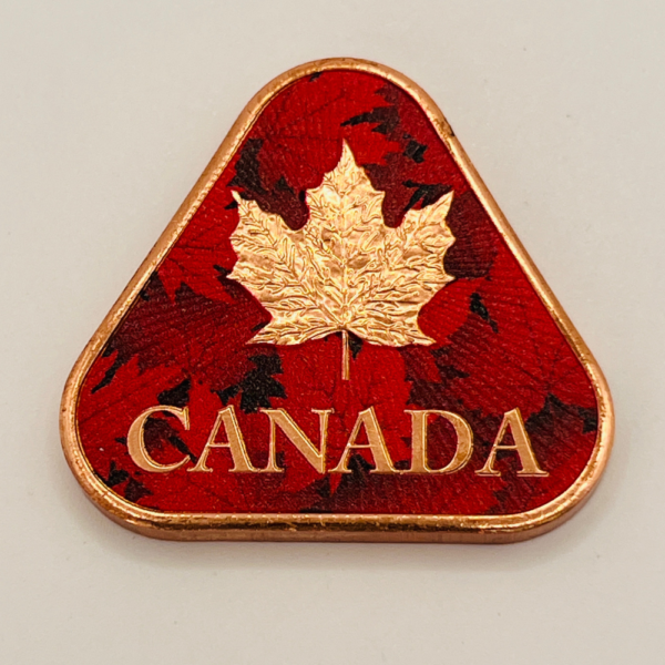 1oz .999 Copper Triangle – Colorized Canadian Maple Leaf